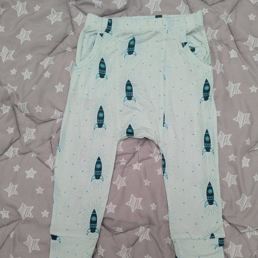 NWOT Kate Quinn Modal Blue Rockets Panda Pants size 3T